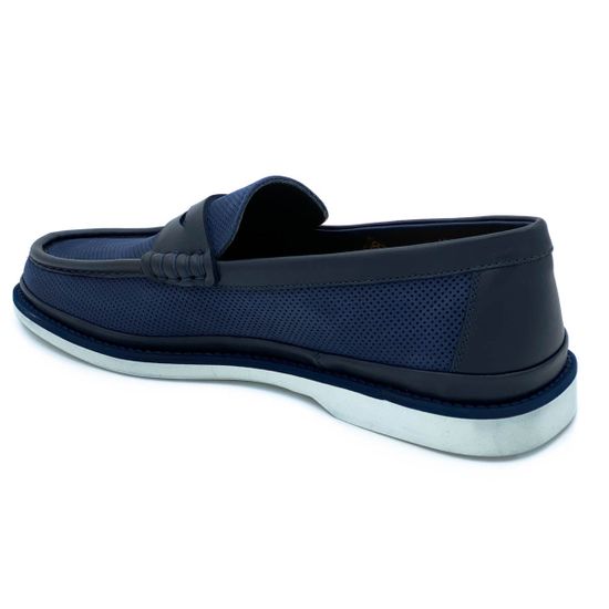 Лоферы Giampieronicola синие комбинация кожи и нубука - фото 3, 