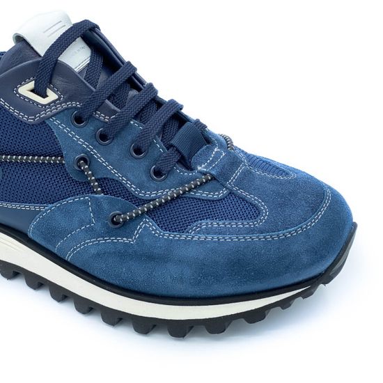 Кроссовки Giampieronicola синие комбинация кожи и нубука - фото 6, 