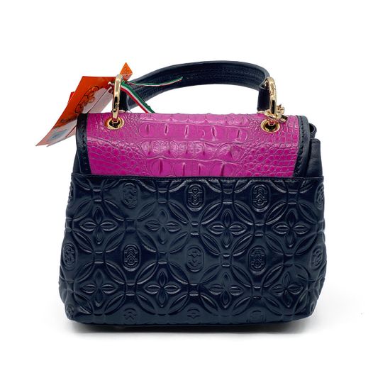 Сумка Marino Orlandi черная фуксия кожаная лакированная - фото 3, 