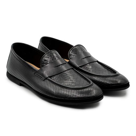 Лоферы Giampieronicola черные кожаные перфорированные - фото 8, N45410A  GPN NERO