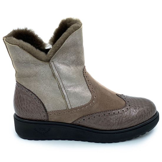 Ботинки Marzetti бежево-коричневые МЕХ комбинация замши и кожи - фото 1, 7776MD02 MZ