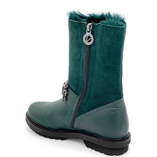 Полусапоги Lab Milano зеленые МЕХ комбинация кожи и замши - фото 3, R6689 LAB