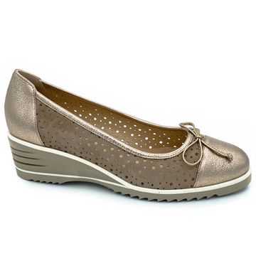 Туфли Donna Soft бежево-золотые комбинация кожи и нубука - фото 1, DS0768 DS BEIGE