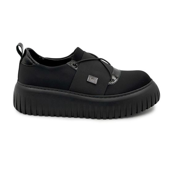 Полуботинки LAB MILANO черные текстиль/лак демисезонные - фото 1, P22624622 LAB NERO