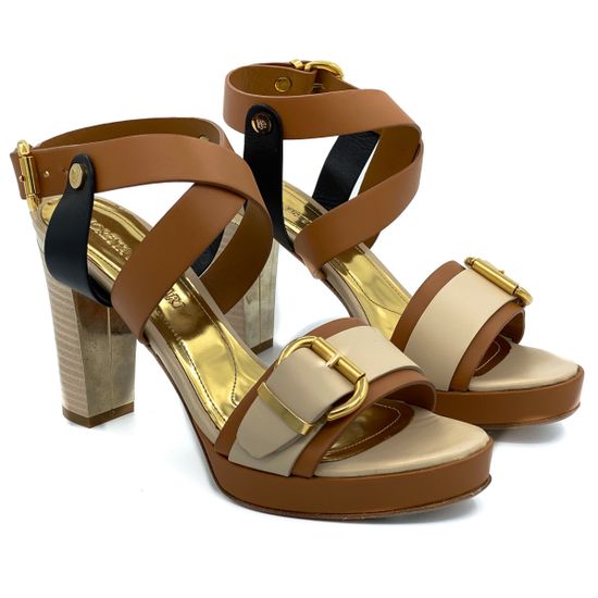 Босоножки Loretta Pettinari бежево-коричневые кожаные - фото 6, 