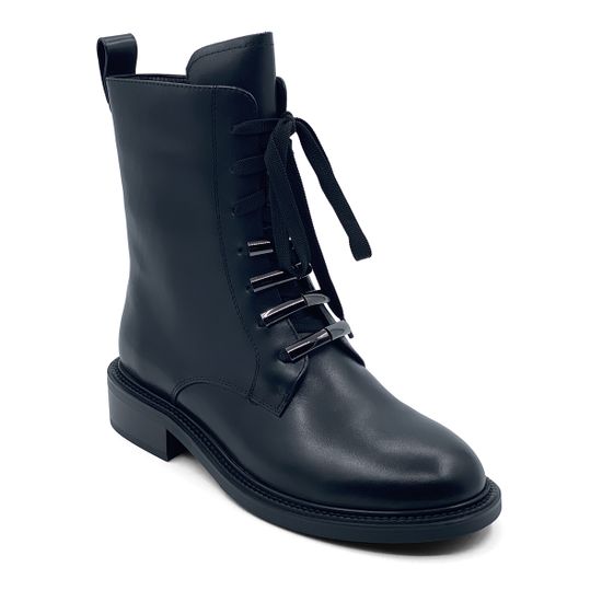 Высокие ботинки Tuffoni черные кожаные на байке - фото 2, 