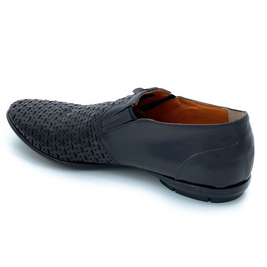 Туфли Ernesto Dolani черные кожаные со сквозной перфорацией - фото 3, 