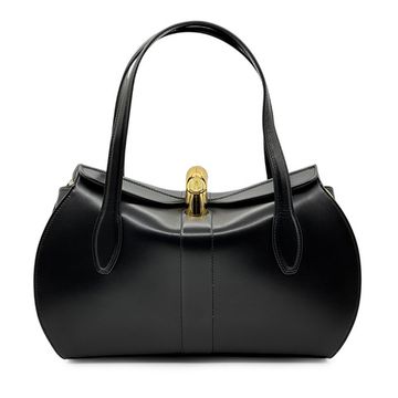 Сумка-саквояж Valentino Orlandi черная кожаная - фото 1, 7671 VO NERO