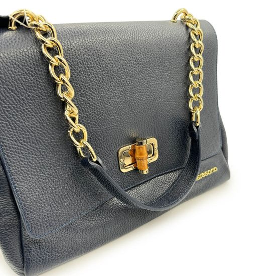 Сумка Di Gregorio синяя кожаная - фото 4, 