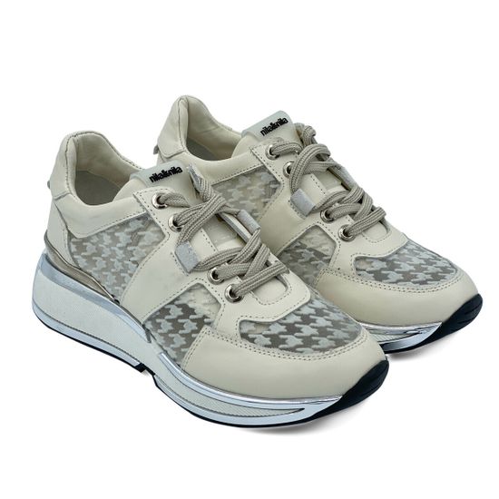 Кроссовки NILA NILA с прозрачной вставкой белые кожа/текстиль - фото 7, NO5823 NIL BIANCO