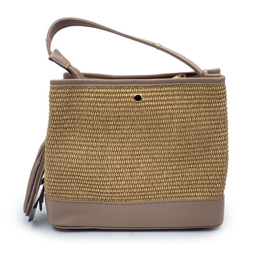 Сумка Di Gregorio розовая/бежевая кожа/текстиль - фото 3, 