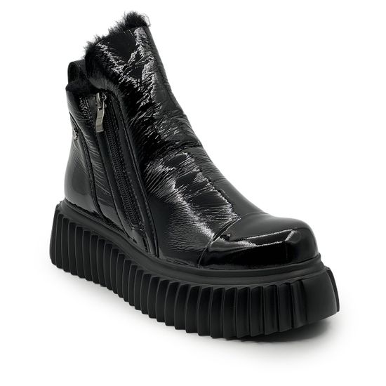 Ботинки TUFFONI черные лаковые на меху - фото 2,