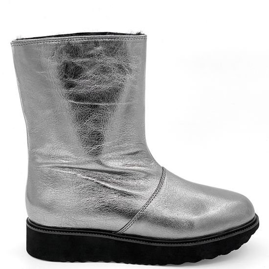 Ботинки Cover платиновые кожаные МЕХ - фото 1, 8085-2 COV