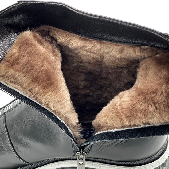 Ботинки Cover черно-белые кожаные МЕХ - фото 5, 