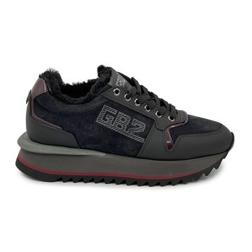 Кроссовки GianFranco Butteri черные/бордовые кожа/замша на меху - фото 1, 48514-B BUT