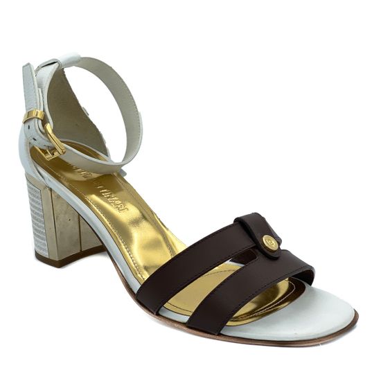 Босоножки Loretta Pettinari бело-коричневые кожаные - фото 2, 9110 LP BIANCO