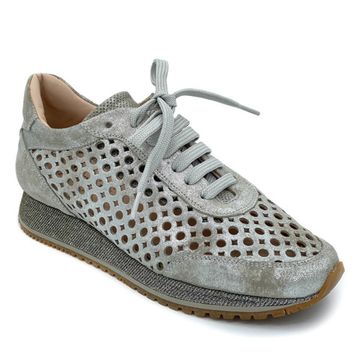 Сникерсы Pertini серебряные замшевые со сквозной перфорацией - фото 2, 181W14756D1 PRT