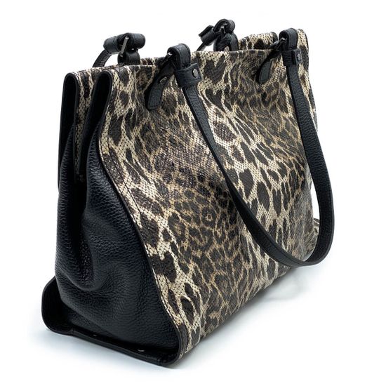 Сумка Ripani черно-коричневая кожаная Леопард - фото 8, 