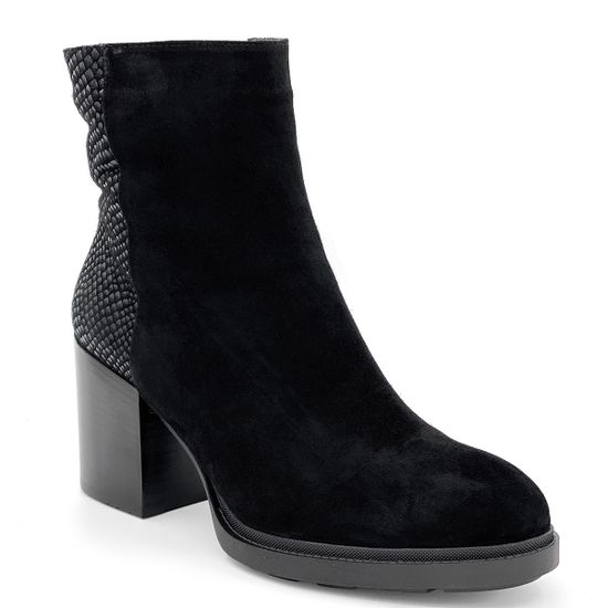 Ботинки Cover черные замшевые МЕХ с кожаными вставками тиснение под питона - фото 2, 751918-2 COV