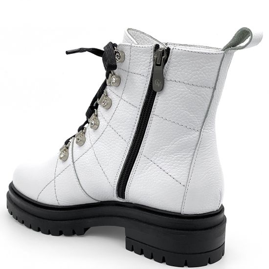 Ботинки Cover белые кожаные МЕХ - фото 3, 83609-2 COV