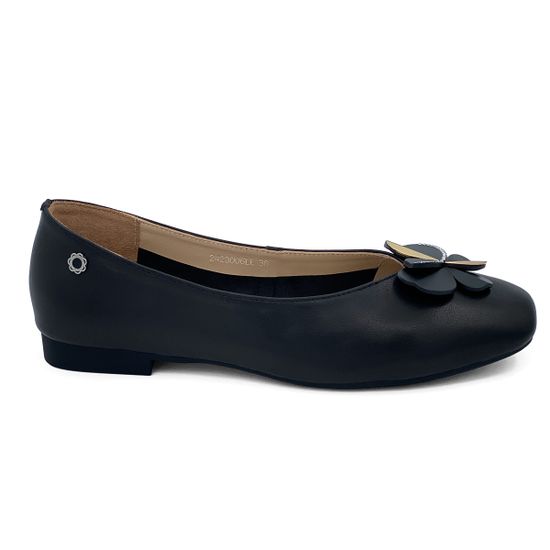 Туфли Tuffoni черные кожаные с цветком - фото 1, 