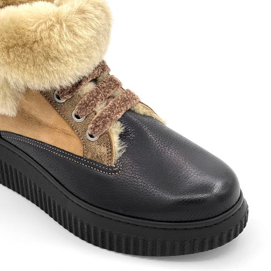 Ботинки Marzetti черно-золотые МЕХ комбинация замши и кожи - фото 8, 