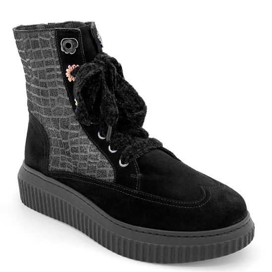 Ботинки Marzetti черные МЕХ комбинация замши и кожи - фото 2, 