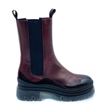 Ботинки челси Mimmu бордовые демисезонные комбинация кожи и замши - фото 1, E442E1 MIM MULBERRY