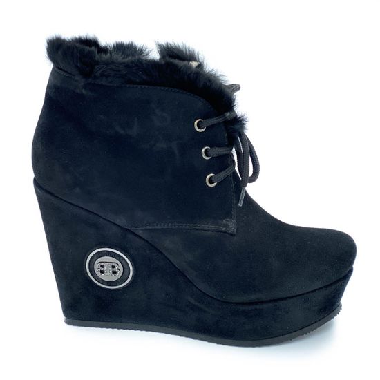 Ботильоны Baldinini черные замшевые МЕХ - фото 1, 