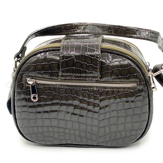 Клатч Di Gregorio зеленый лаковый тиснение под крокодила - фото 3, 