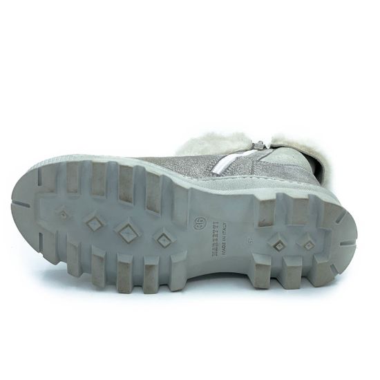 Ботинки Marzetti серебряные замшевые МЕХ - фото 4, 7837MD04 MZ