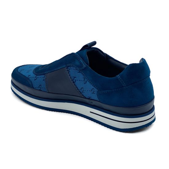 Кроссовки Giampieronicola синие замшевые с текстильными вставками - фото 3, 