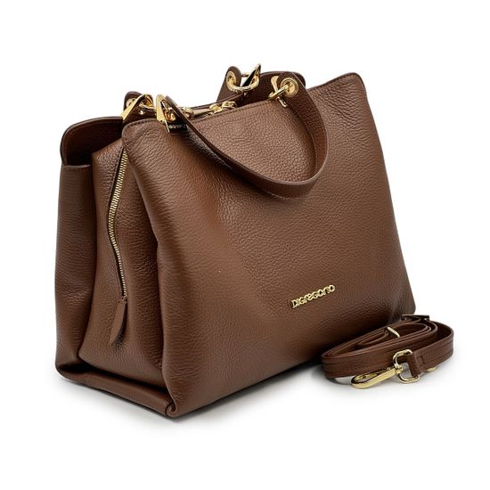Сумка Di Gregorio коричневая кожаная - фото 2,