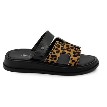 Сабо женские CVCOVER коричневые кожаные принт &quot;леопард&quot; - фото 1, 1623-26 COV LEO MORO