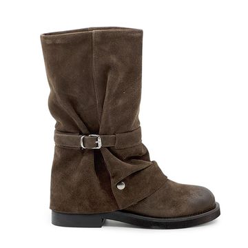 Полусапоги MIMMU коричневые замшевые демисезонные - фото 1, M482M21 MIM CASTAGNO