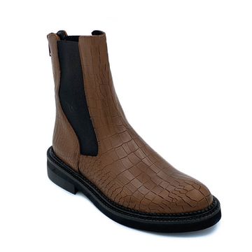 Ботинки Mimmu коричневые кожаные демисезонные тиснение под крокодила - фото 2, E320E4 MIM CUOIO