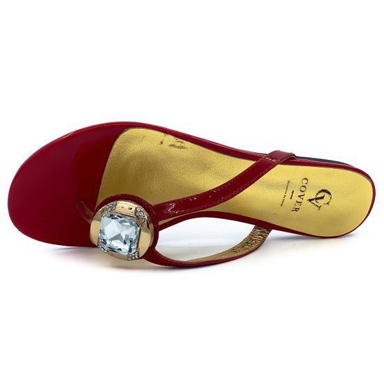 Вьетнамки Cover красные из лакированной кожи - фото 5, 