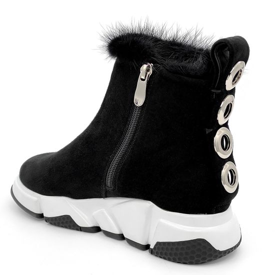 Ботинки Gianni Renzi черные замшевые МЕХ - фото 3, RB2780C GR