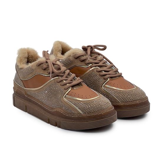 Кеды Lab Milano замша/кожа бежевые/коричневые на меху - фото 8, 200A3351P LAB BEIGE