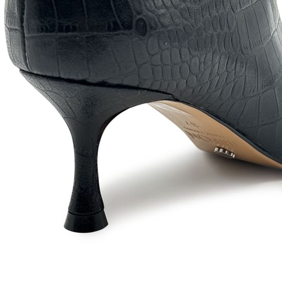 Ботильоны TUFFONI черные кожаные тиснение &quot;крокодил&quot; на байке - фото 7, 3524066LB TUF NERO