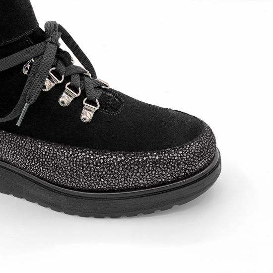 Ботинки Marzetti черно-серебряные замшевые МЕХ - фото 6, 