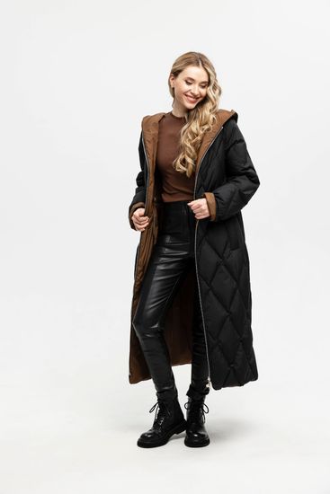 Пальто - пуховик Tuffoni черно-коричневый - фото 4,