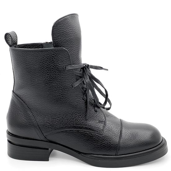 Ботинки Cover черные кожаные МЕХ - фото 1, 