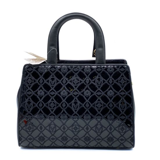 Сумка Valentino Orlandi черная комбинация кожи и лака - фото 3, 