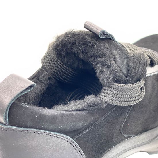 Кроссовки Cover черные комбинация кожи и замши МЕХ - фото 7, 15522-3 COV