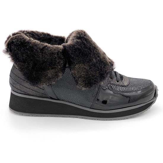 Ботинки Marzetti черные МЕХ комбинация замши и наплака - фото 1, 70742 MZ