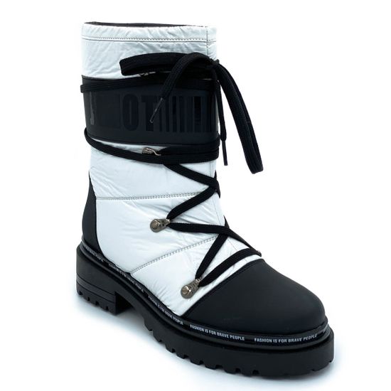 Ботинки Jeannot черно-белые МЕХ текстиль - фото 2, 70285(917) JN