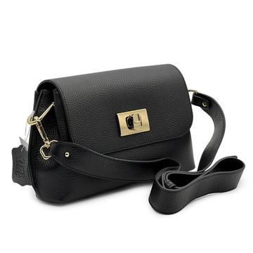 Сумка кросс-боди Di Gregorio черная кожаная - фото 2, 821 DG NERO ORO