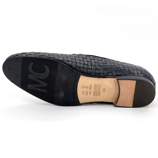 Лоферы Mirko Ciccioli кожаные плетеные черные - фото 4, 