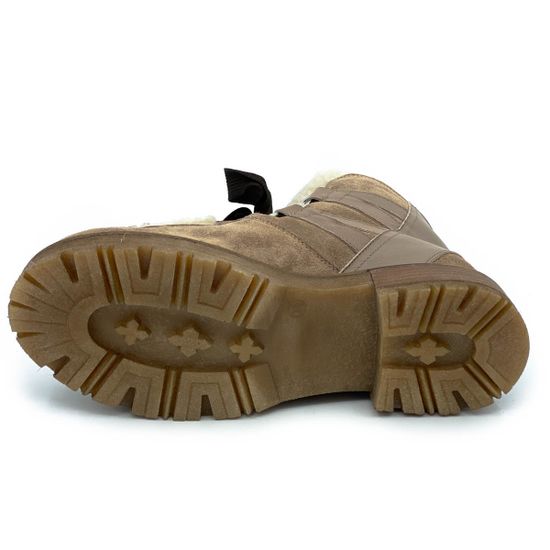 Ботинки Tiffi бежевые МЕХ комбинация кожи и замши - фото 4, FA28M TI